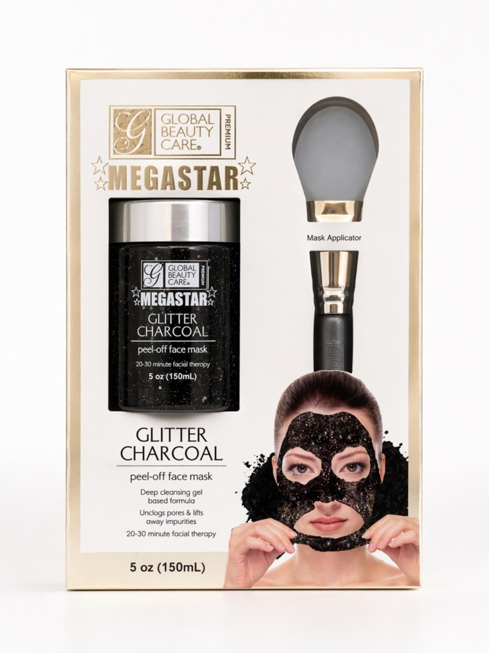 Megastar Glitter Charcoal Peel-Off Face Mask - Black